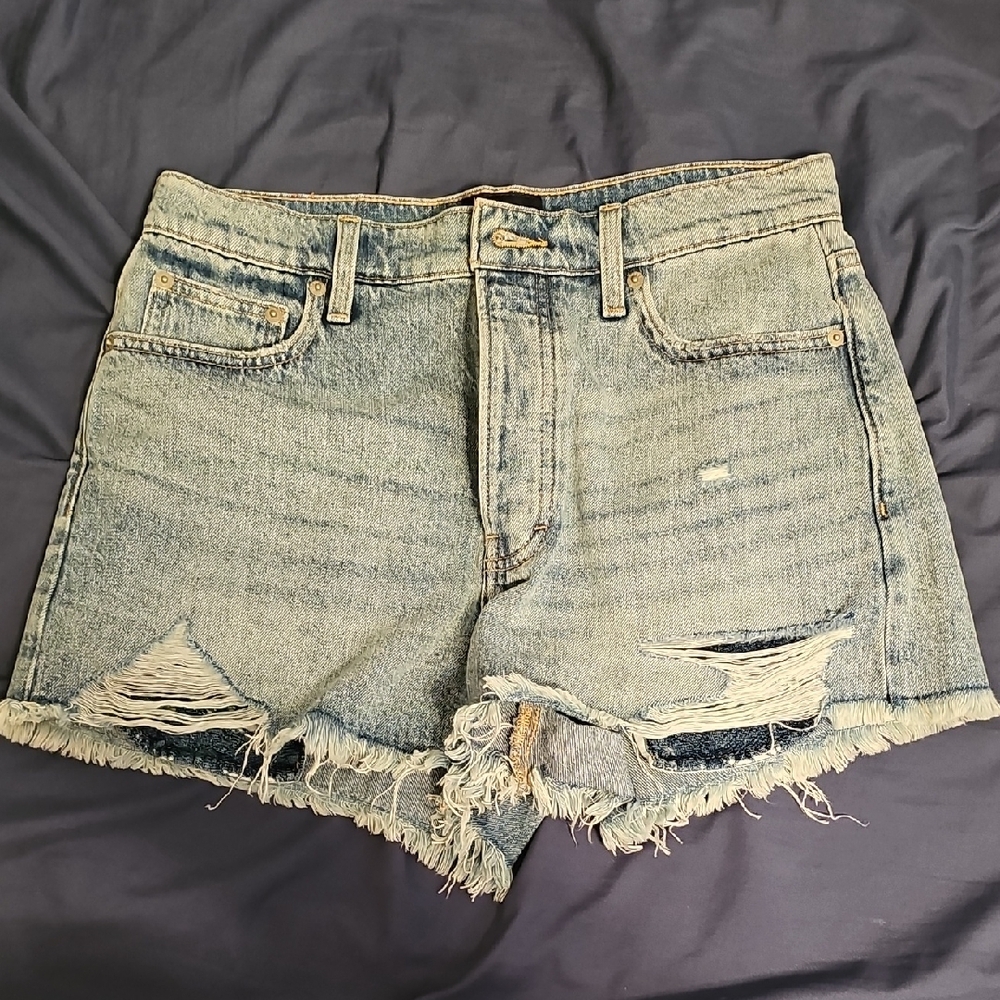 NWOT Lucky Brand Light Blue Distressed High-Waisted Jean Shorts Size 8/29